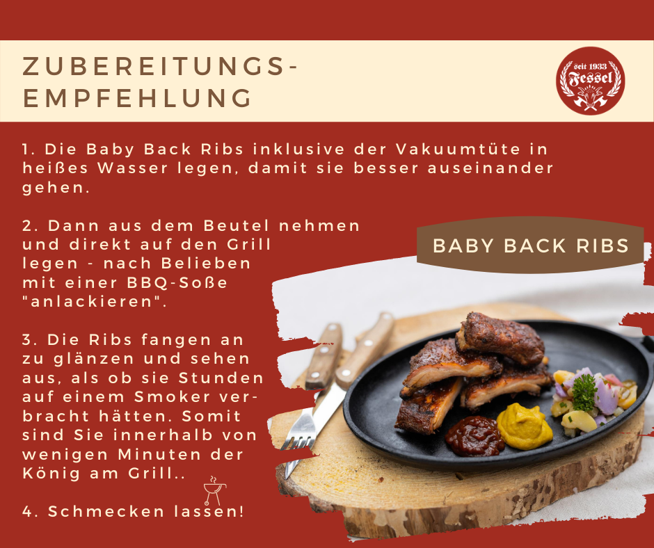 Zubereitungsempfehlung für die Spare Ribs von Fleischerei Fessel.