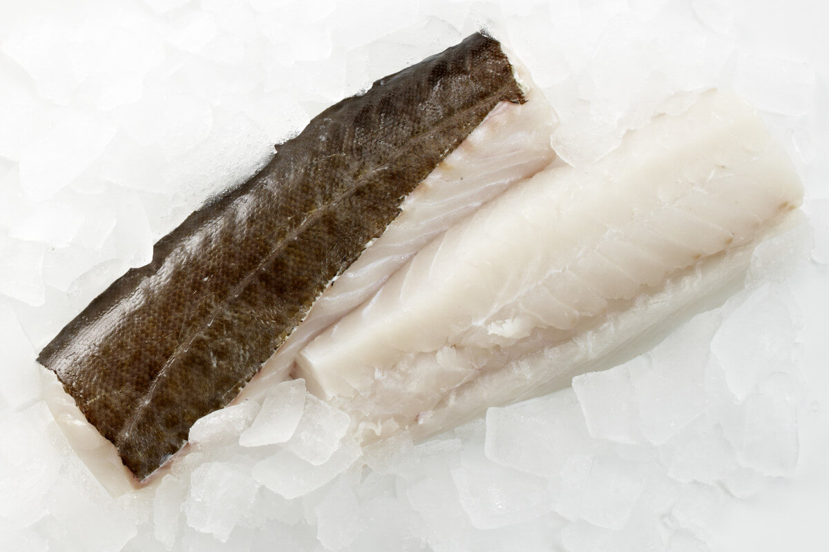 Skrei Loin Filet auf Eis.